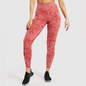 Gymshark Adapt Camo Seamless Women's Red Patterned Leggings, Full Length, Small